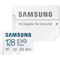 Samsung MicroSD EVO Plus 128 GB, Scheda di memoria bianco, 128 GB, MicroSDXC, UHS-I, 160 MB/s, Class 3 (U3), V30
