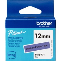 Brother BTAG-F31 nastro per etichettatrice Nero su viola, Nastro di scrittura Nero su viola, Filippine, 5 anno/i, Brother, P-touch PT-N10, PT-N20, PT-N25BT, 1,2 cm