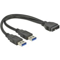 DeLOCK 0.25m USB3.0/2xUSB3.0 cavo USB 0,25 m USB 3.2 Gen 1 (3.1 Gen 1) 2 x USB A Nero, Adattatore Nero, 0,25 m, 2 x USB A, USB 3.2 Gen 1 (3.1 Gen 1), Maschio/Maschio, 5000 Mbit/s, Nero
