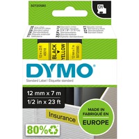 Dymo D1 - Standard Etichette - Nero su giallo - 12mm x 7m, Nastro di scrittura Nero su giallo, Poliestere, Belgio, -18 - 90 °C, DYMO, LabelManager, LabelWriter 450 DUO