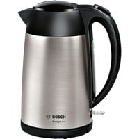 Bosch TWK3P420 Bollitore DesignLine 1.7 l Inox accaio/Nero, 1,7 L, 2400 W, Nero, Acciaio inox, Acciaio inox, Indicatore del livello dell'acqua, Arresto di sicurezza contro il surriscaldamento