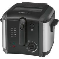 Clatronic FR 3649 Singolo 2,5 L 1600 W Nero, Friggitrice Nero/in acciaio inox, 2,5 L, 130 °C, 190 °C, Singolo, Nero, Pulsanti