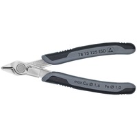 KNIPEX 78 13 125 ESD pinza Pinze per taglio laterale, Pinze per elettronica grigio, Pinze per taglio laterale, Acciaio inossidabile, Acciaio, Plastica, Nero/Grigio, 12,5 cm, 57 g