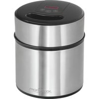 ProfiCook 501140 macchina per gelato 1,8 L 12 W Nero, Acciaio inossidabile, Gelatiera accaio/Nero, 1,8 L, 45 min, 1 ciotole, LED, Acciaio inossidabile, Nero, Acciaio inossidabile