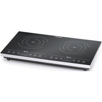 Rommelsbacher CT 3410/IN piano cottura Nero, Bianco Superficie piana A induzione 2 Fornello(i), Piastra riscaldante Nero/Argento, Nero, Bianco, Superficie piana, A induzione, Vetro-ceramica, 2 Fornello(i), 1400 W