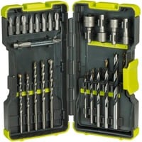 Ryobi RAK30MIX Set di punte per trapano 30 pezzo(i), Trapano & Set di bit verde, Trapano, Set di punte per trapano, Muratura, Legno, Acciaio inossidabile, Scatola, 30 pezzo(i)