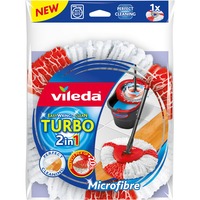 Vileda Turbo Refill 2in1 Fiocco bianco/Rosso, Testa del mocio, Rosso, Bianco, Microfibra, Poliammide, 1 pz, 160 g, 300 mm