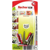 fischer DUOPOWER 6x30 S A2 K, Tassello grigio chiaro/Rosso