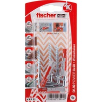 fischer DUOPOWER 8 x 40 WH 4 pezzo(i) Kit di viti e tasselli a muro 4 cm grigio chiaro/Rosso, Kit di viti e tasselli a muro, Cemento, Grigio, 4 cm, 8 mm, 5 cm