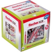 fischer DUOPOWER 8 x 65 Tassello di espansione 6,5 cm grigio chiaro/Rosso, Tassello di espansione, Cemento, Metallo, Grigio, 6,5 cm, 8 mm