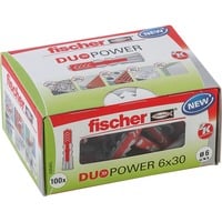 fischer DUOPOWER spina 100 pezzo(i) Rotondo, Tassello grigio chiaro/Rosso, Rotondo, 3 cm, 6 mm, 4 cm, 100 pezzo(i)