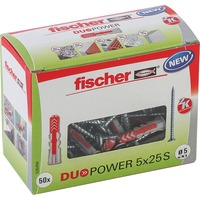 fischer Dübel DUOPOWER 5x25 S LD, Tassello grigio chiaro/Rosso