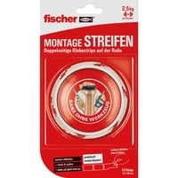fischer Strisce di montaggio GOW, 19 pezzi, Nasto adesivo bianco