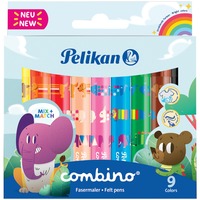 Pelikan Combino Super 411 marcatore Multicolore 9 pz 9 colori, Multicolore, Rotondo, Bambino/Bambina, 9 pz, Scatola da appendere