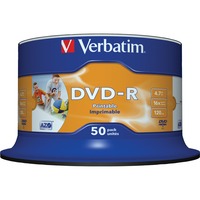 Verbatim 43533 DVD vergine 4,7 GB DVD-R 50 pz, Supporti vergini DVD DVD-R, 120 mm, Stampabile, Fuso, 50 pz, 4,7 GB