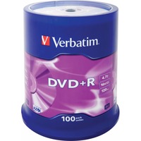 Verbatim DVD+R Matt Silver 4,7 GB 100 pz DVD+R, 120 mm, Fuso, 100 pz, 4,7 GB