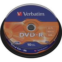 Verbatim DVD-R Matt Silver 4,7 GB 10 pz, Supporti vergini DVD DVD-R, 120 mm, Fuso, 10 pz, 4,7 GB