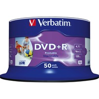 Verbatim DVD+R Wide Inkjet Printable No ID Brand 4,7 GB 50 pz DVD+R, 120 mm, Stampabile, Fuso, 50 pz, 4,7 GB
