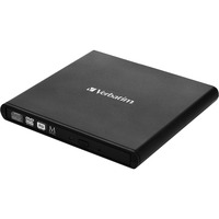 Verbatim Slimline CD/DVD lettore di disco ottico DVD-RW Nero, masterizzatore DVD esterno Nero, Nero, Orizzontale, Computer portatile, DVD-RW, USB 2.0, CD, CD-R, CD-RW, DVD, DVD+R, DVD+R DL, DVD+RW, DVD-R, DVD-R DL, DVD-RAM, DVD-ROM