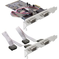 DeLOCK 4 x serial PCI Express card scheda di interfaccia e adattatore PCIe, Argento, 0,2304 Mbit/s, Cablato, Windows 2000/XP/XP-64/Vista, Linux, MAC