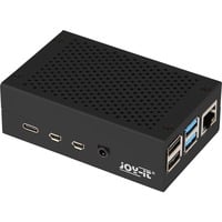 Joy-IT Custodia in alluminio per Raspberry Pi 4 B, Housing Nero