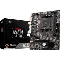 MSI A520M-A PRO scheda madre AMD A520 Presa AM4 micro ATX AMD, Presa AM4, AMD Ryzen 3 3rd Gen, 3rd Generation AMD Ryzen 5, 3rd Generation AMD Ryzen 7, 3rd Generation AMD..., DDR4-SDRAM, 64 GB, DIMM