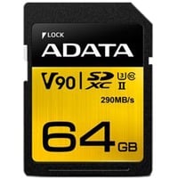 ADATA Premier ONE 64 GB SDXC UHS-II Classe 10, Scheda di memoria 64 GB, SDXC, Classe 10, UHS-II, 290 MB/s, 260 MB/s