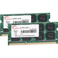 G.Skill 8GB DDR3-1066 SQ memoria 1066 MHz 8 GB, 2 x 4 GB, DDR3, 1066 MHz, 204-pin SO-DIMM, Lite retail