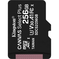 Kingston Canvas Select Plus 256 GB MicroSDXC UHS-I Classe 10, Scheda di memoria Nero, 256 GB, MicroSDXC, Classe 10, UHS-I, 100 MB/s, 85 MB/s
