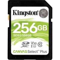 Kingston Canvas Select Plus 256 GB SDXC UHS-I Classe 10 Nero, 256 GB, SDXC, Classe 10, UHS-I, 100 MB/s, 85 MB/s