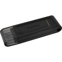 Kingston DataTraveler 64GB USB-C 3.2 Gen 1 70, Chiavetta USB Nero, 64 GB, USB tipo-C, 3.2 Gen 1 (3.1 Gen 1), Cuffia, 7 g, Nero