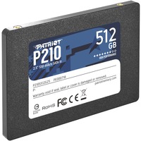 Patriot P210 2.5" 512 GB Serial ATA III, Disco a stato solido Nero, 512 GB, 2.5", 500 MB/s