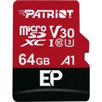 Patriot PEF64GEP31MCX memoria flash 64 GB MicroSDXC Classe 10 Nero/Rosso, 64 GB, MicroSDXC, Classe 10, 100 MB/s, 80 MB/s, Class 3 (U3)