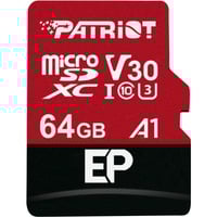 Patriot PEF64GEP31MCX memoria flash 64 GB MicroSDXC Classe 10, Scheda di memoria Nero/Rosso, 64 GB, MicroSDXC, Classe 10, 100 MB/s, 80 MB/s, Class 3 (U3)