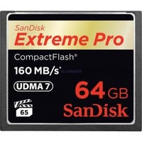 SanDisk 64GB Extreme Pro CF 160MB/s CompactFlash, Scheda di memoria Nero, 64 GB, CompactFlash, 160 MB/s, 150 MB/s