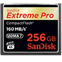 SanDisk Extreme PRO, 256GB CompactFlash 256GB, 256 GB, CompactFlash, 160 MB/s, 140 MB/s, Nero