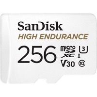 SanDisk High Endurance 256 GB MicroSDXC UHS-I Classe 10, Scheda di memoria bianco, 256 GB, MicroSDXC, Classe 10, UHS-I, 100 MB/s, 40 MB/s
