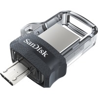 SanDisk Ultra Dual m3.0 unità flash USB 128 GB USB Type-A / Micro-USB 3.2 Gen 1 (3.1 Gen 1) Nero, Argento, Trasparente, Chiavetta USB 128 GB, USB Type-A / Micro-USB, 3.2 Gen 1 (3.1 Gen 1), Lamina di scorrimento, 5,2 g, Nero, Argento, Trasparente