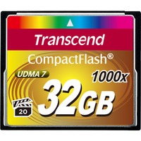 Transcend 1000x CompactFlash 32GB MLC Nero, 32 GB, CompactFlash, MLC, 160 MB/s, 120 MB/s, Nero