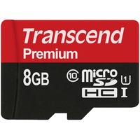 Transcend 8GB microSDHC Class 10 UHS-I MLC Classe 10 Nero, 8 GB, MicroSDHC, Classe 10, MLC, 90 MB/s, Class 1 (U1)