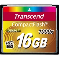 Transcend CompactFlash Card 1000x 16GB MLC Nero, 16 GB, CompactFlash, MLC, 160 MB/s, 120 MB/s, Nero
