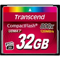 Transcend TS32GCF800 memoria flash 32 GB CompactFlash MLC 32 GB, CompactFlash, MLC, 120 MB/s, 60 MB/s, Nero