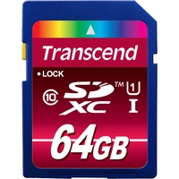 Transcend TS64GSDXC10U1 memoria flash 64 GB SDXC MLC Classe 10 blu, 64 GB, SDXC, Classe 10, MLC, 90 MB/s, Class 1 (U1)
