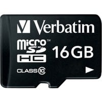 Verbatim Premium 16 GB MicroSDHC Classe 10, Scheda di memoria Nero, 16 GB, MicroSDHC, Classe 10, 10 MB/s, 10 MB/s, Nero