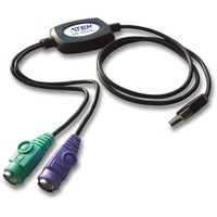 ATEN Adattatore da PS/2 a USB (90 cm) Nero, 0,9 m, 2x 6-p Mini-DIN, USB A, Maschio, Femmina, Nero