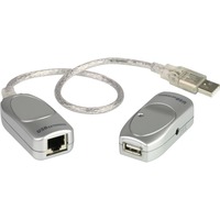 ATEN Extender USB Cat 5 (fino a 60 m) argento, Trasmettitore e ricevitore, Cablato, 60 m, Grigio, Plastica, USB