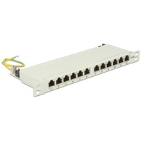 DeLOCK 43311 pezzo di pannello 0.5U, Patch Panel grigio, RJ-45, Cat6a, Grigio, Metallo, Montaggio a rack, 0.5U