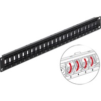 DeLOCK 43340 pezzo di pannello Nero, Metallo, Plastica, Montaggio a rack, 44 mm, 11,5 mm, 482,6 mm