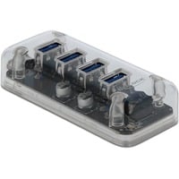 DeLOCK 64087 hub di interfaccia USB 3.2 Gen 1 (3.1 Gen 1) Micro-B 5000 Mbit/s Trasparente, Hub USB trasparente, USB 3.2 Gen 1 (3.1 Gen 1) Micro-B, USB 3.2 Gen 1 (3.1 Gen 1) Type-A, 5000 Mbit/s, Trasparente, 35 mm, 80 mm