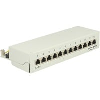 DeLOCK 87292 pezzo di pannello grigio, RJ-45, LSA, Grigio, Metallo, Montaggio a muro, 218 mm, 44,2 mm